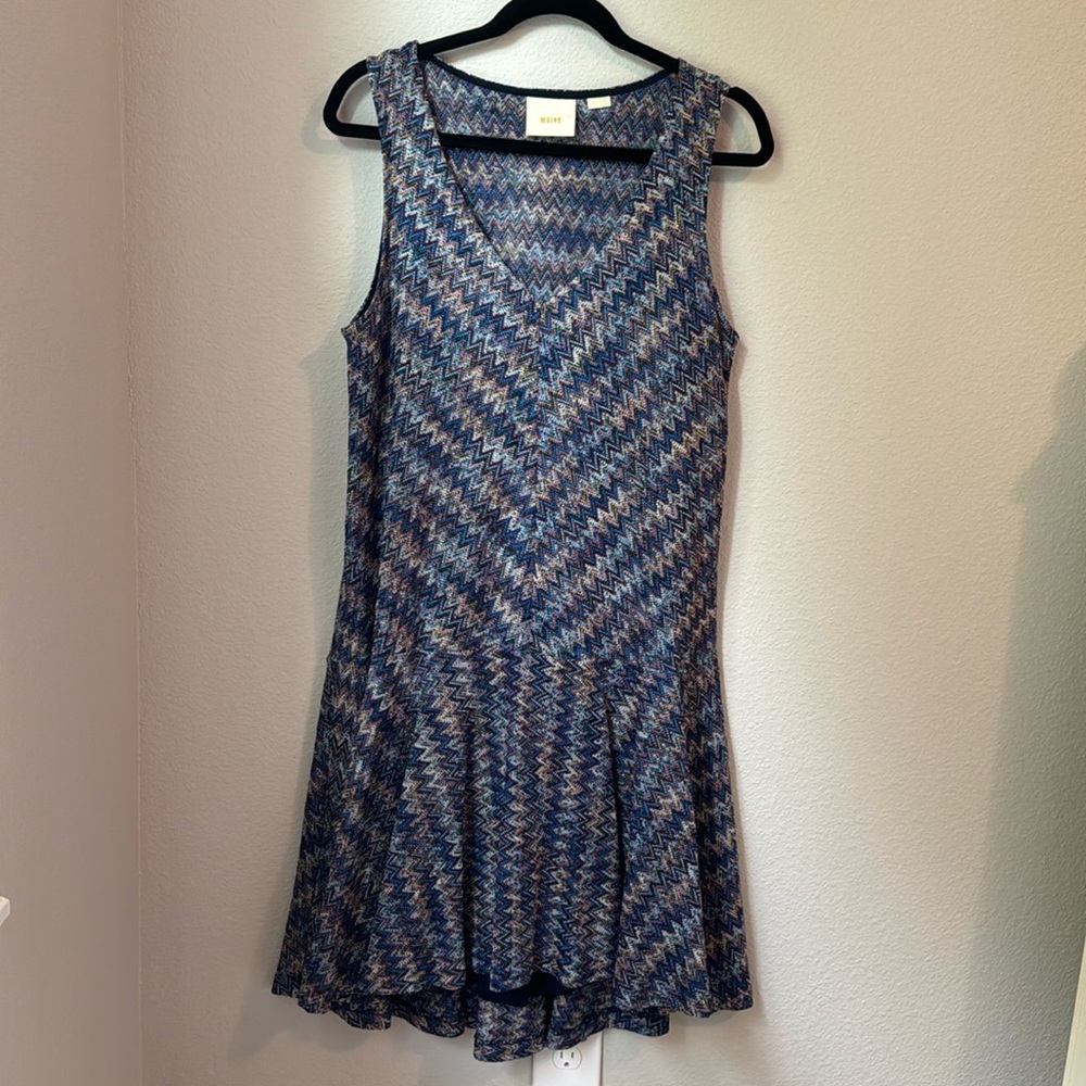 Maeve Drop Waist Chevron Print Dress